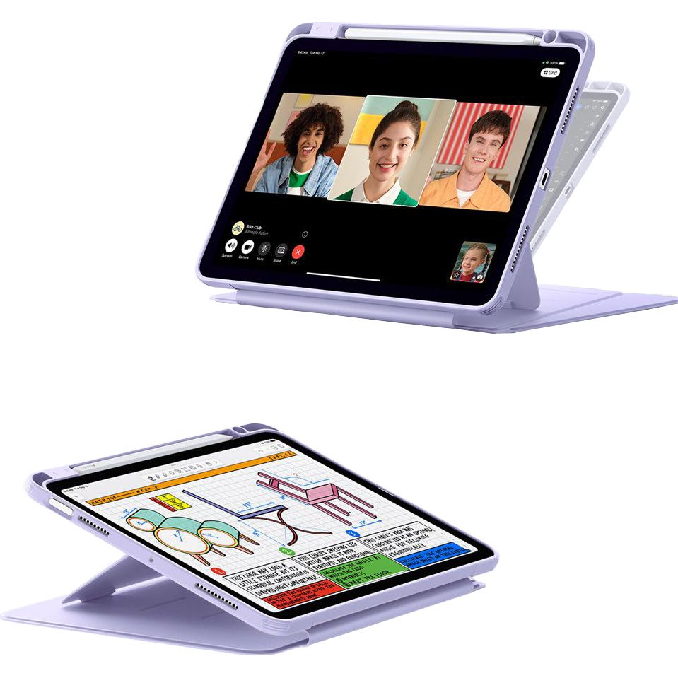 Etui z klapką ESR Flip Hybrid do iPad Air 11" / 10.9" 2025/2024/2022/2020, fioletowe. Smukła i lekka konstrukcja z klapką magnetyczną chroniącą ekran, automatyczne usypianie i wybudzanie
